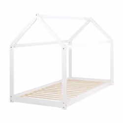 Wooden Kids House Bed EU Single Size White TOSSE