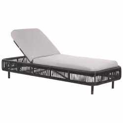Sun Lounger with Cushion OSINI Reclining PE Rattan Grey