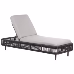 Sun Lounger with Cushion OSINI Reclining PE Rattan Grey