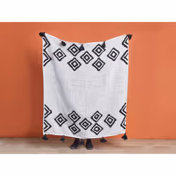 Blanket 130 x 150 cm White and Black SAATLI