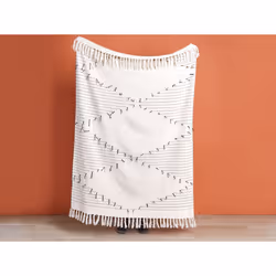 Cotton Blanket 130 x 170 cm Light Beige and Black ULUYOL