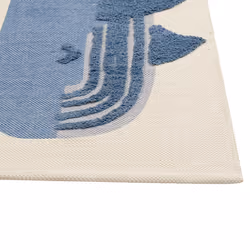 Cotton Kids Rug Whale Print 80 x 150 cm Beige and Blue SELAI