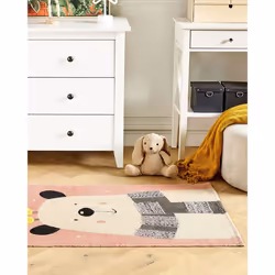 Cotton Kids Rug Bear Print 80 x 150 cm Multicolour TAPAK