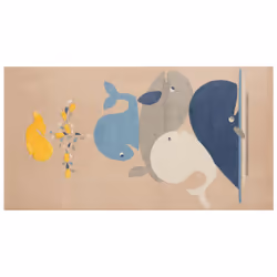 Cotton Kids Rug Whales Print 80 x 150 cm Beige SEAI