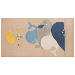 Cotton Kids Rug Whales Print 80 x 150 cm Beige SEAI