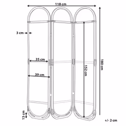 3 Panel Room Divider CORTONA Light Brown 118 cm 180 cm