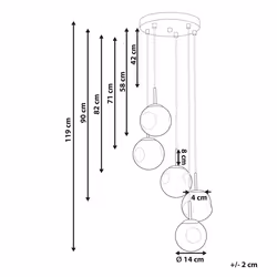5 Light Glass Pendant Lamp Transparent and Brass RALFES