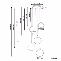 6 Light Glass Pendant Lamp Multicolour TOOMA