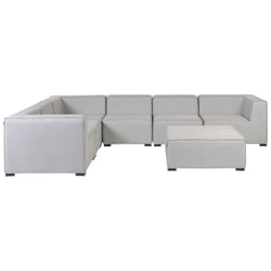 Garden Corner Sofa with Ottoman 7 Seater AREZZO Right Hand Modular Light Grey