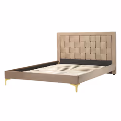Bed Velvet LIMOUX 140 x 200 cm (EU Double) Taupe