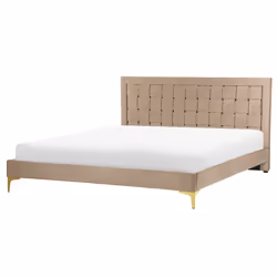 Bed Velvet LIMOUX 160 x 200 cm (EU King Size) Taupe