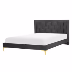 Bed Velvet LIMOUX 140 x 200 cm (EU Double) Black