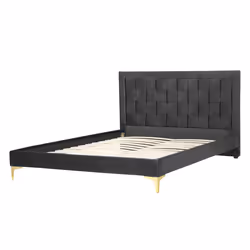 Bed Velvet LIMOUX 140 x 200 cm (EU Double) Black