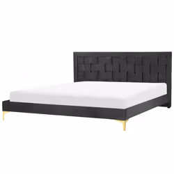 Bed Velvet LIMOUX 180 x 200 cm (EU Super King) Black