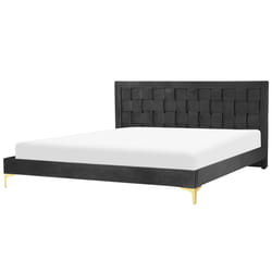 Bed Velvet LIMOUX 180 x 200 cm (EU Super King) Black