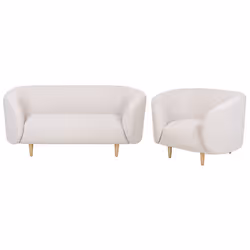 Living Room Set LOEN Fabric Light Beige 3 Seater