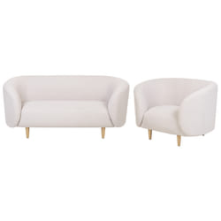 Living Room Set LOEN Fabric Light Beige 3 Seater