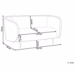 Sofa LOEN Fabric Light Beige 2 Seater