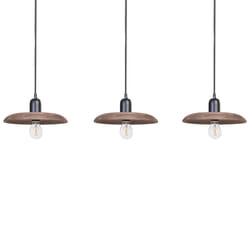 3 Light Mango Wood Pendant Lamp Dark MANJEERA