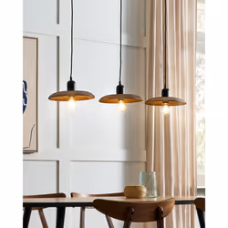 3 Light Mango Wood Pendant Lamp Dark MANJEERA