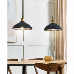 2 Light Mango Wood Pendant Lamp Black CHEYYAR
