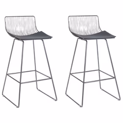 Set of 2 Bar Chairs FREDONIA Metal Silver