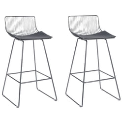 Set of 2 Bar Chairs FREDONIA Metal Silver