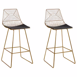 Set of 2 Bar Chairs BISBEE Metal Gold