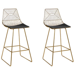 Set of 2 Bar Chairs BISBEE Metal Gold