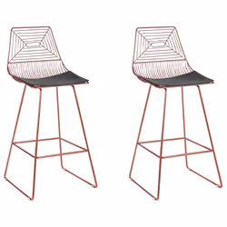 Set of 2 Bar Chairs BISBEE Metal Rose Gold