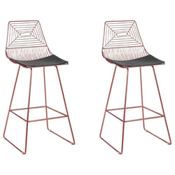 Set of 2 Bar Chairs BISBEE Metal Rose Gold
