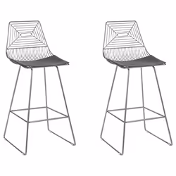 Set of 2 Bar Chairs BISBEE Metal Silver