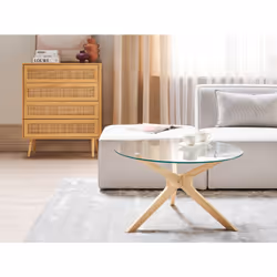 Coffee Table VALLEY Tempered Glass Light Brown
