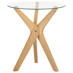 Side Table VALLEY Tempered Glass Light Brown