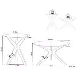 Set of 2 Coffee Tables VALLEY Tempered Glass Light Brown
