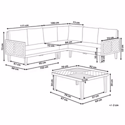 Garden Corner Sofa with Table 4 Seater BARATTI Left Hand Acacia Wood Brown