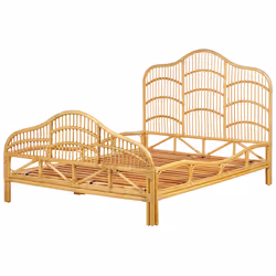 Bed Rattan DOMEYROT 140 x 200 cm (EU Double) Light Brown