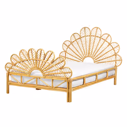 Bed Rattan FLORENTINE 140 x 200 cm (EU Double) Light Brown