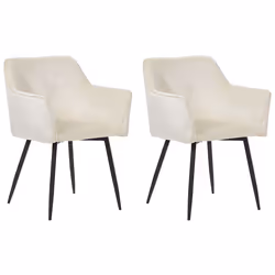 Set of 2 Dining Chairs JASMIN Velvet Cream