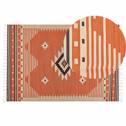 Cotton Kilim Area Rug 140 x 200 cm Orange GAVAR