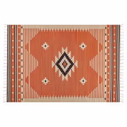 Cotton Kilim Area Rug 140 x 200 cm Orange GAVAR