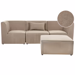 Modular Sofa LEMVIG Corduroy Taupe with Ottoman 3 Seater