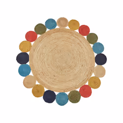 Round Jute Area Rug ø 140 cm Multicolour VOSTAN