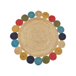 Round Jute Area Rug Ã¸ 140 cm Multicolour VOSTAN