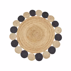 Round Jute Area Rug Ã¸ 140 cm Black VOSTAN