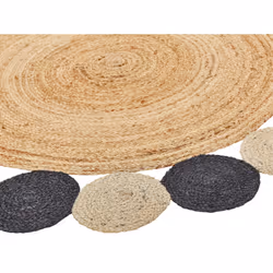 Round Jute Area Rug Ã¸ 140 cm Black VOSTAN