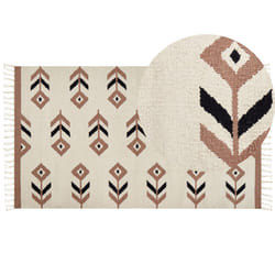 Cotton Kilim Area Rug 80 x 150 cm Beige and Black NIAVAN