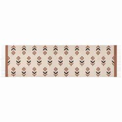Cotton Kilim Runner Rug 80 x 300 cm Beige and Black NIAVAN
