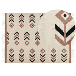 Cotton Kilim Area Rug 140 x 200 cm Beige and Black NIAVAN