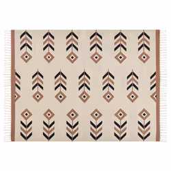 Cotton Kilim Area Rug 140 x 200 cm Beige and Black NIAVAN